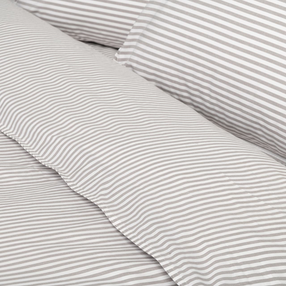 Modella Cotton Mini Stripe Quilt Cover Set (Queen) - Grey