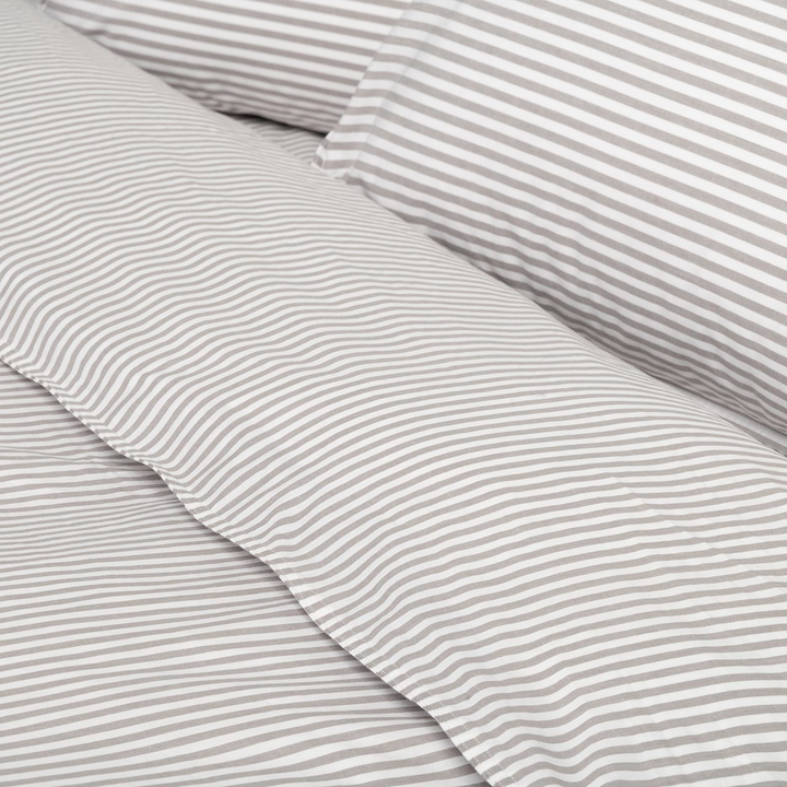 Modella Cotton Mini Stripe Quilt Cover Set (Double) - Grey