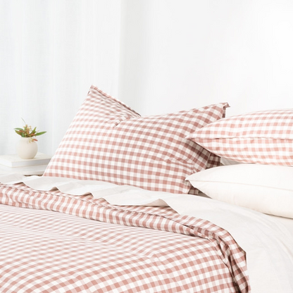 Modella Gingham Quilt Cover Set (King) – Mocha