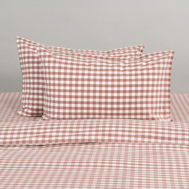 Modella Gingham Quilt Cover Set (King) – Mocha