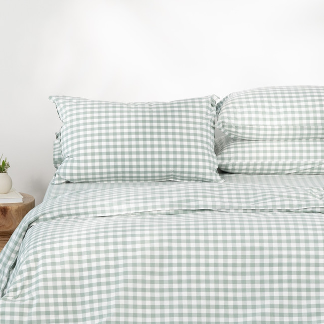Modella Gingham Quilt Cover Set (Queen) – Sage
