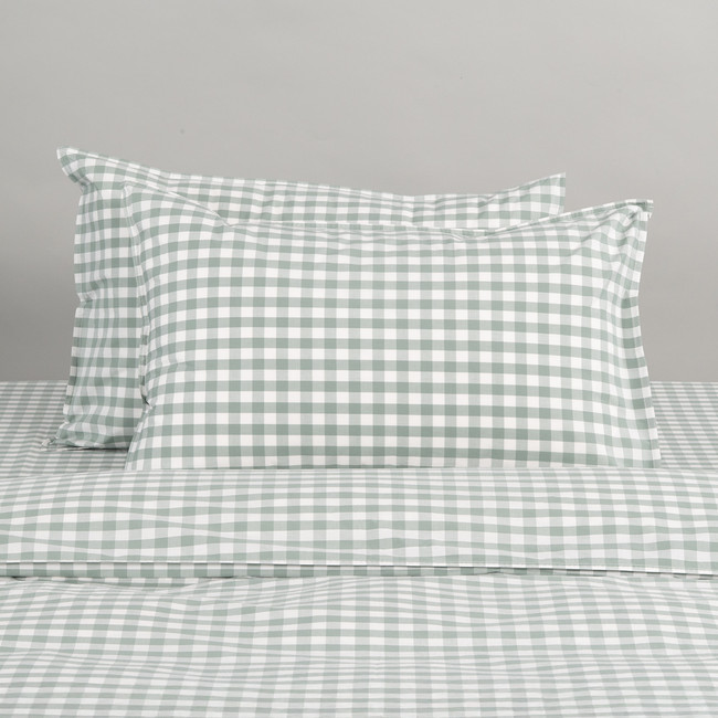 Modella Gingham Quilt Cover Set (Queen) – Sage