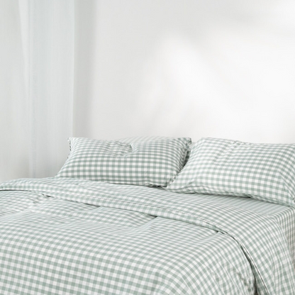 Modella Gingham Quilt Cover Set (Double) – Sage