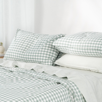 Modella Gingham Quilt Cover Set (Single) – Sage