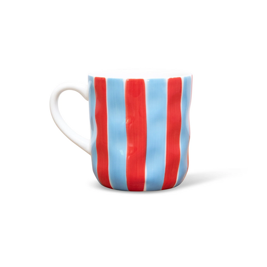Mug - Cornflower Blue and Red Stripe