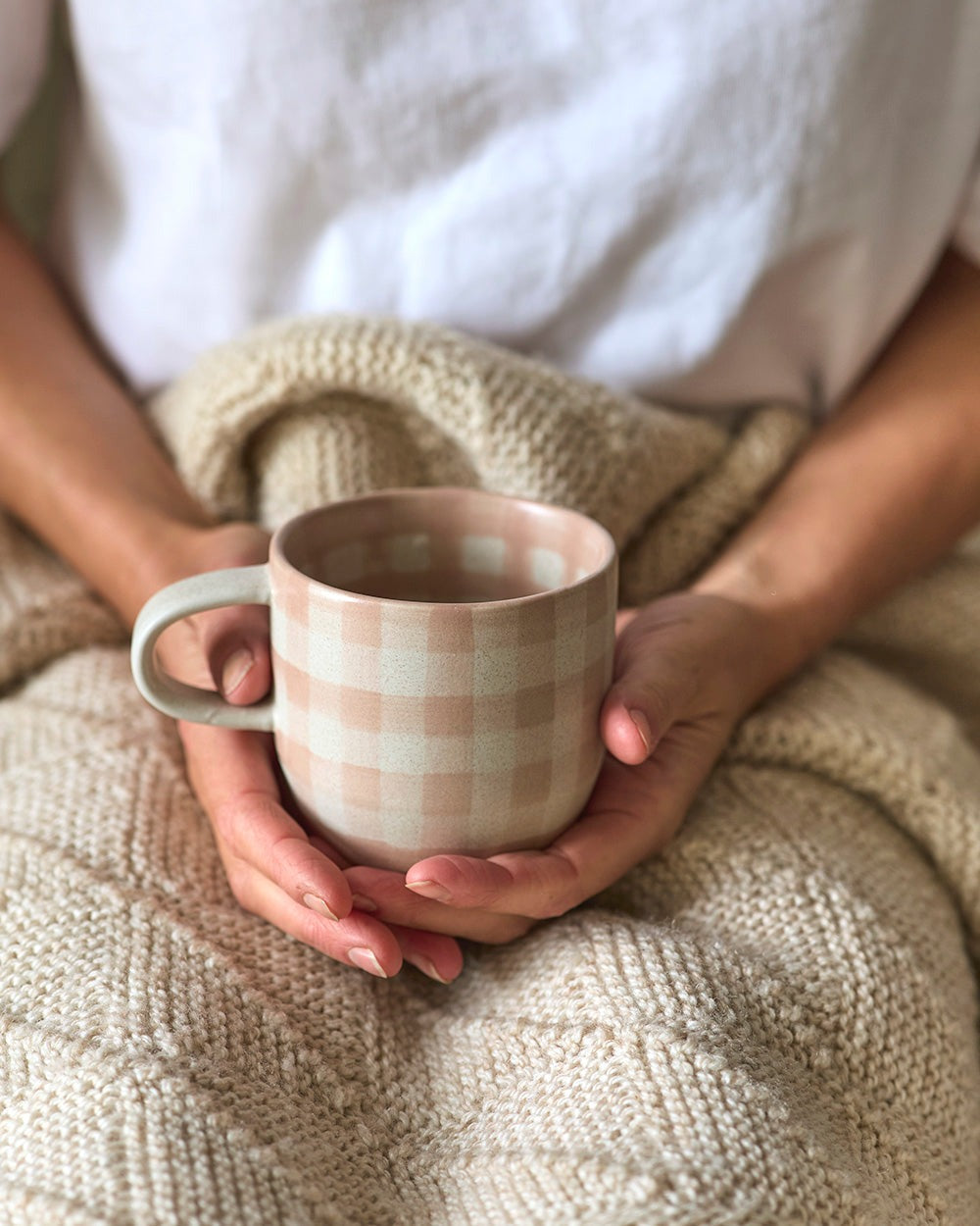 Mug - Soft Terracotta Check Cat's Pyjamas