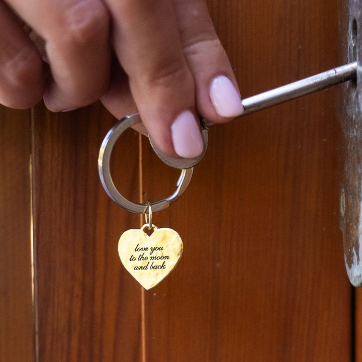"Moon and back" Charm Keyring