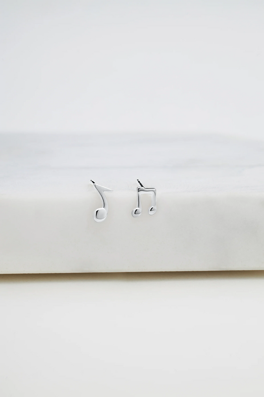 Musical Note Stud Earring – Silver