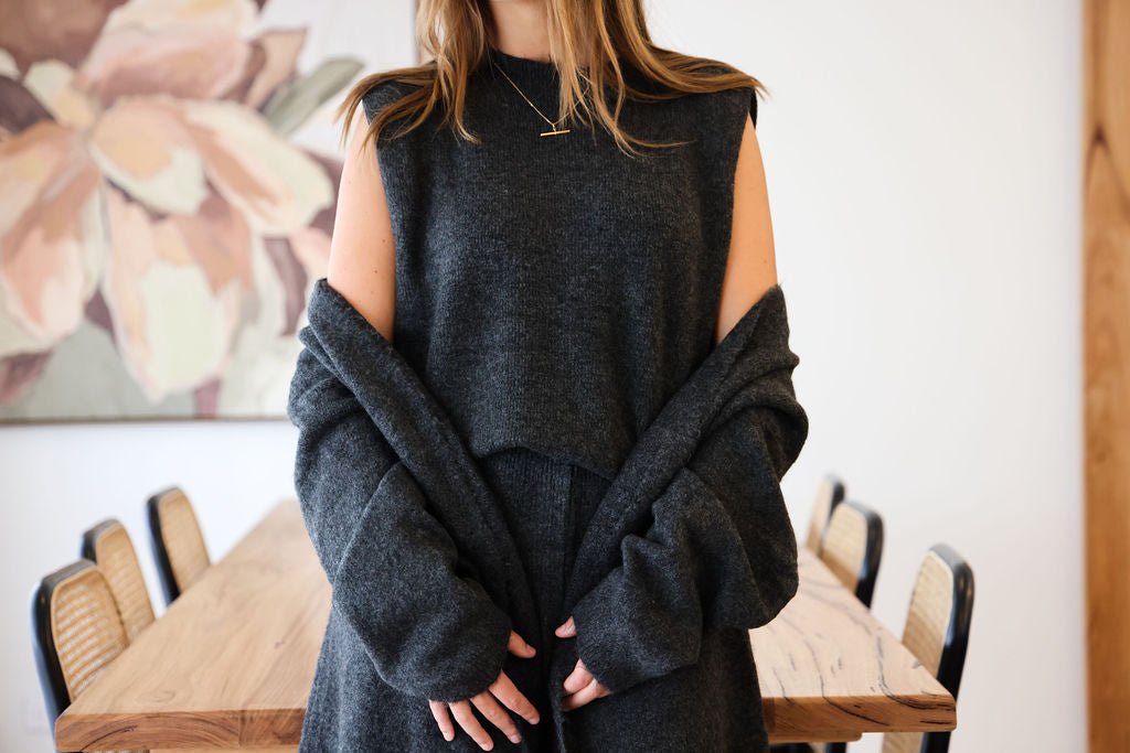 New York Long Cardi - Slate