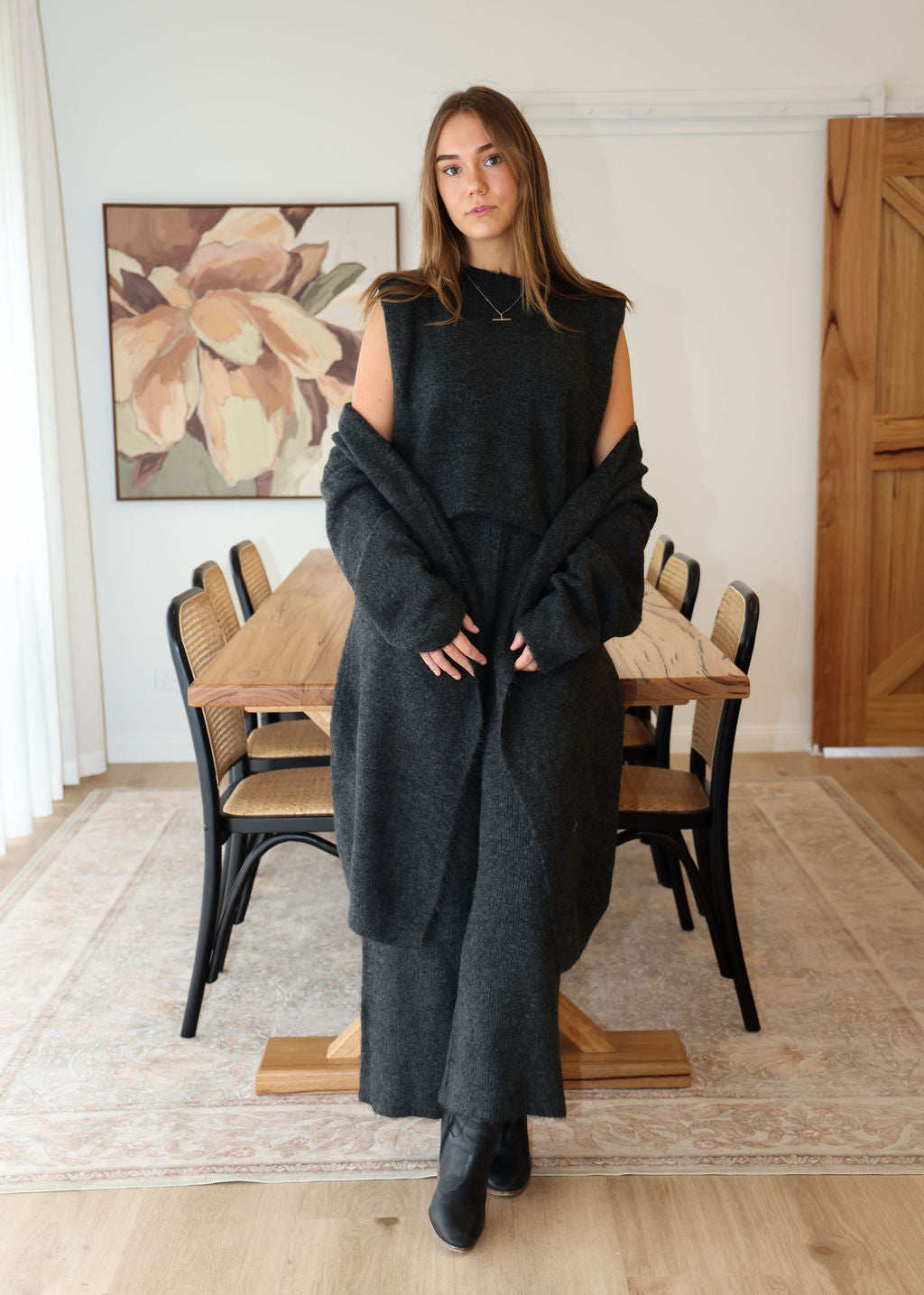 New York Long Cardi - Slate