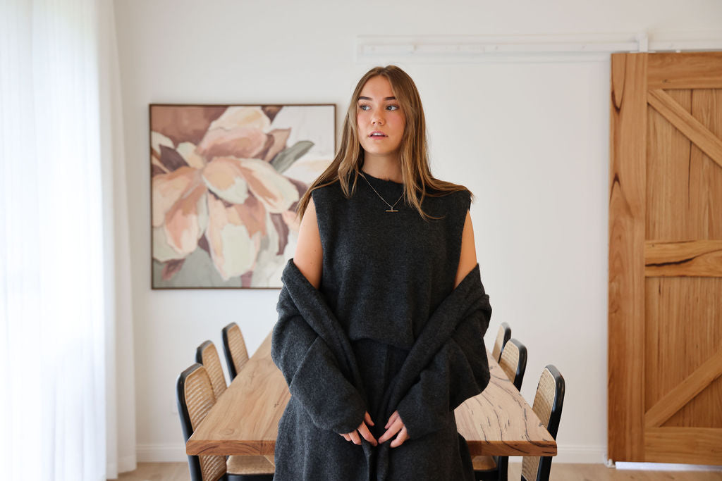 New York Long Cardi - Slate