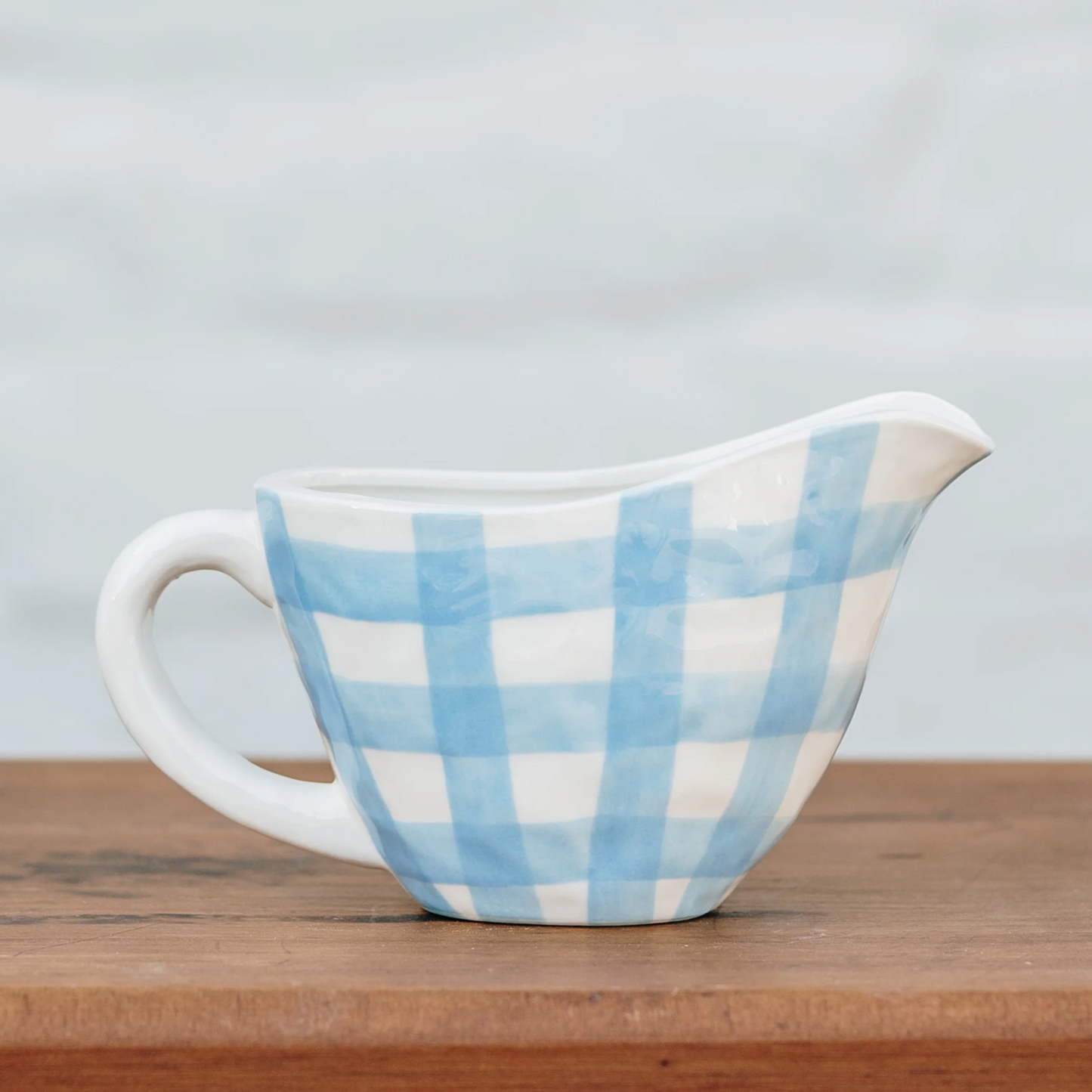 Gingham Gravy Jug - Cornflower Blue