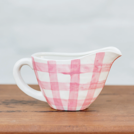 Gingham Gravy Jug - Pink