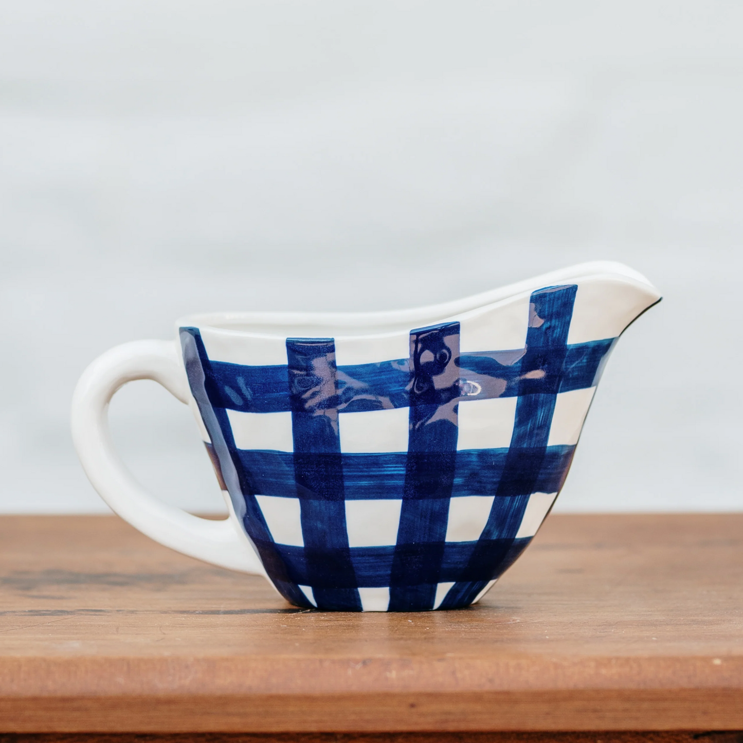 Gingham Gravy Jug - Navy