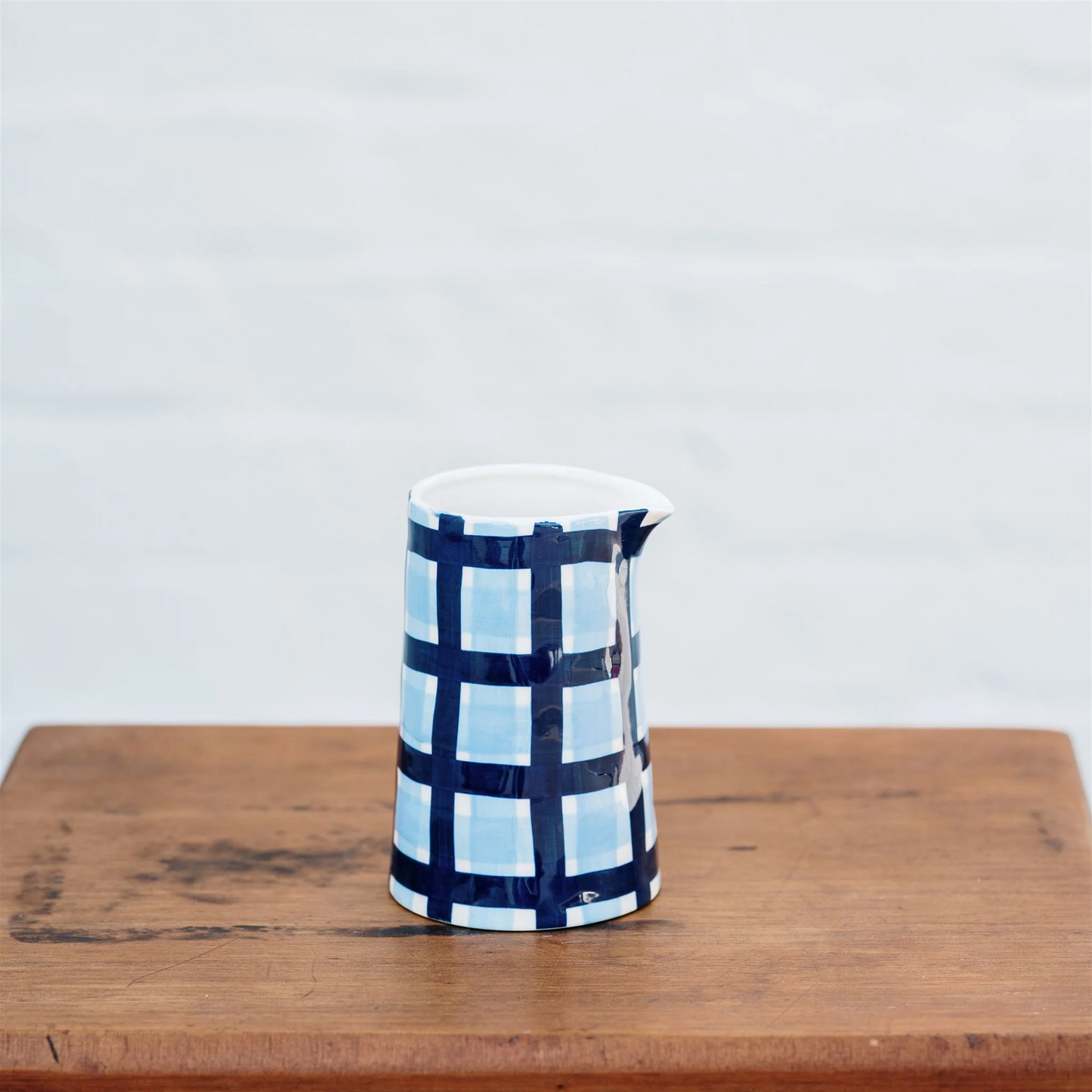 Gingham Milk Jug - Navy & Blue