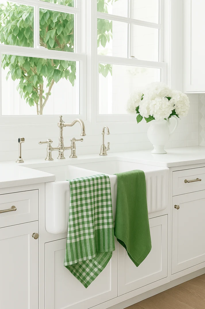 Pure French Linen Tea Towel - Celtic Green