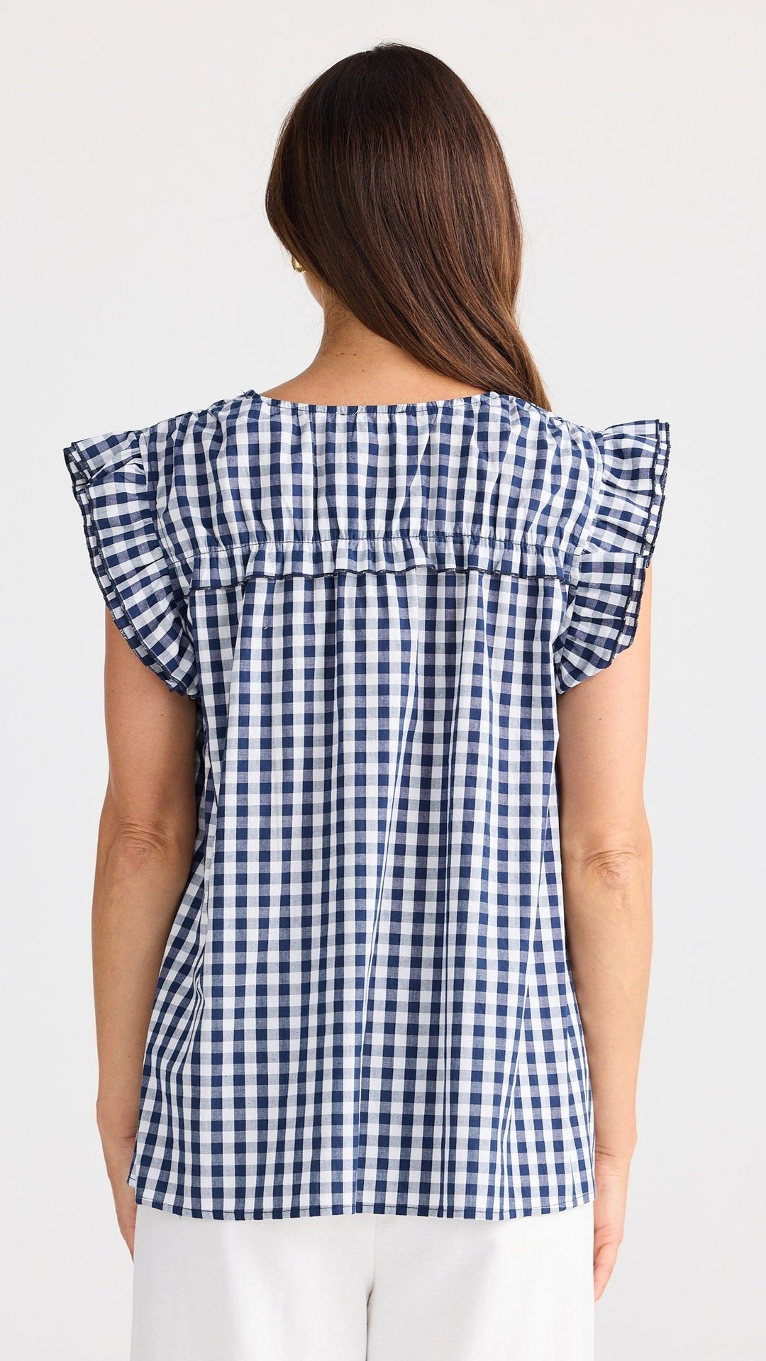 Paz Top - Navy Gingham