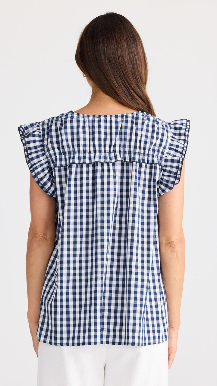 Paz Top - Navy Gingham