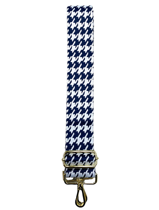 Webbing Bag Strap - Houndstooth/Navy/White