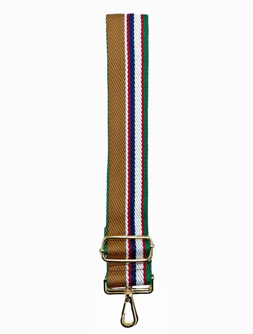 Webbing Bag Strap - Tan/Navy/Green