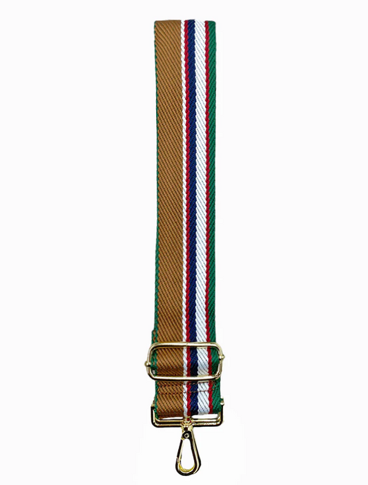 Webbing Bag Strap - Tan/Navy/Green