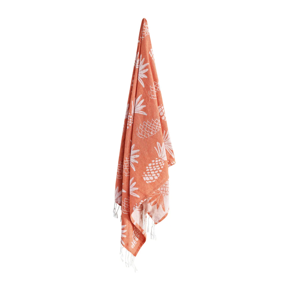 Pineapple Turkish Towel - Tangerine &amp; White