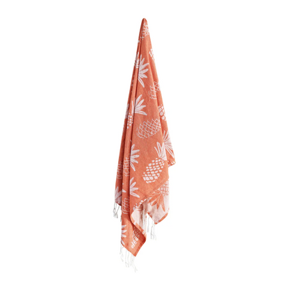 Pineapple Turkish Towel - Tangerine & White