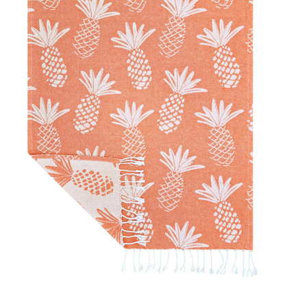 Pineapple Turkish Towel - Tangerine & White