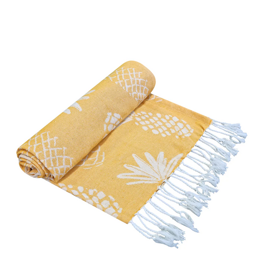 Pineapple Turkish Towel - Yellow & White