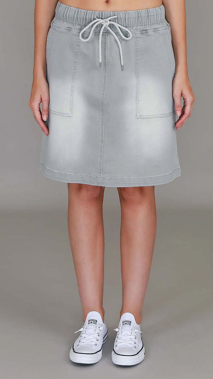 Pisces Utility Denim Skirt - Light Grey