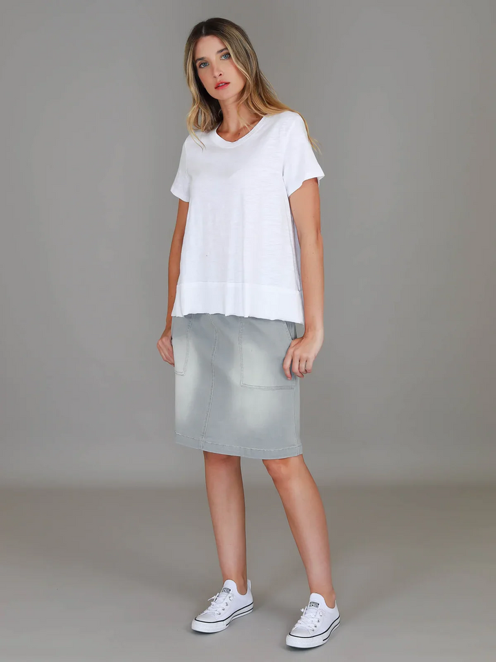 Pisces Utility Denim Skirt - Light Grey