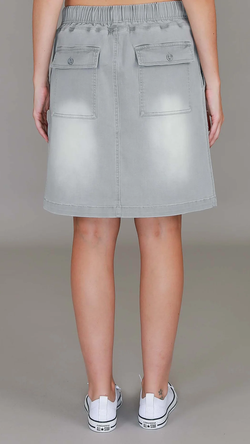 Pisces Utility Denim Skirt - Light Grey