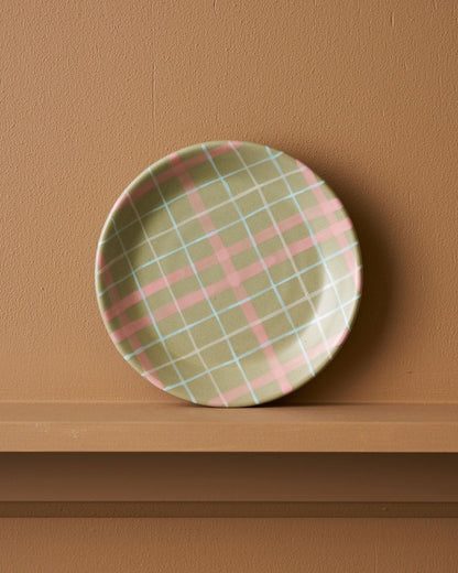 Plate - Sage & Blush Check Cat's Pyjamas