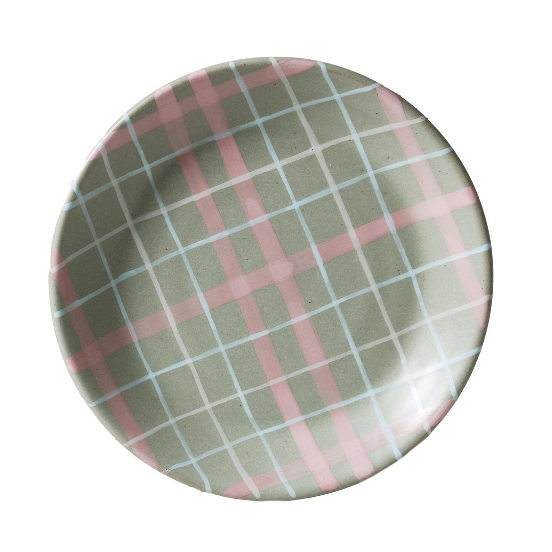 Plate - Sage &amp; Blush Check Cat&