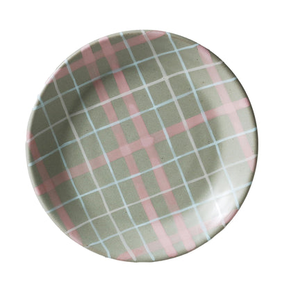 Plate - Sage & Blush Check Cat's Pyjamas