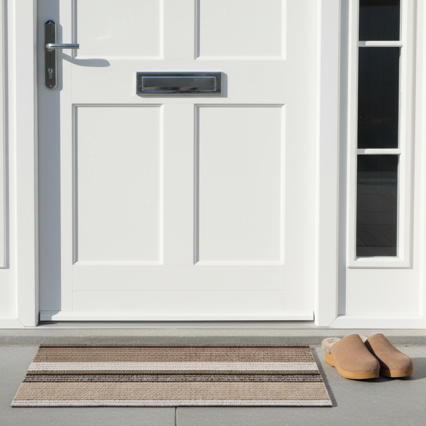 Pleat Stripe Doormat - Oyster