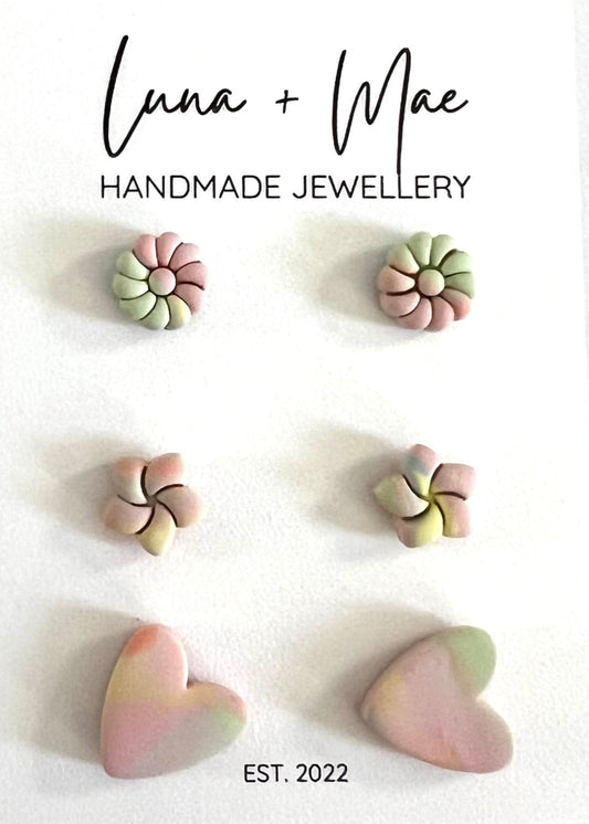 Polymer Clay Stud Triple Pack - #5