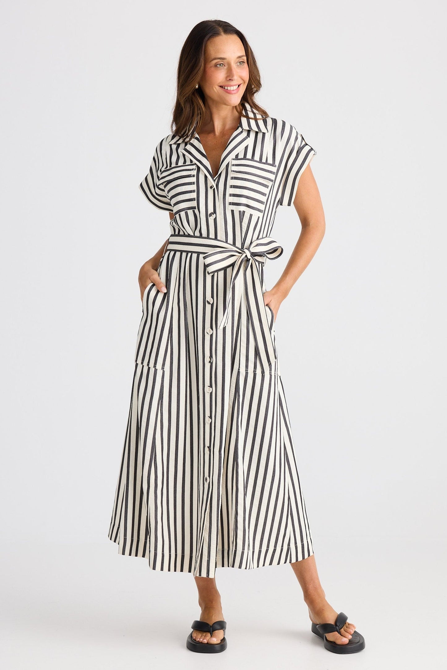 Portia Dress - Black Stripe