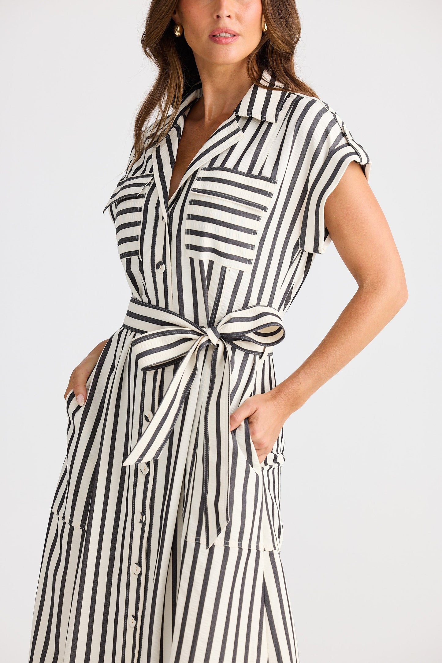 Portia Dress - Black Stripe