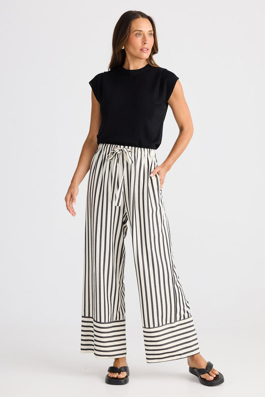 Portia Pant - Black Stripe