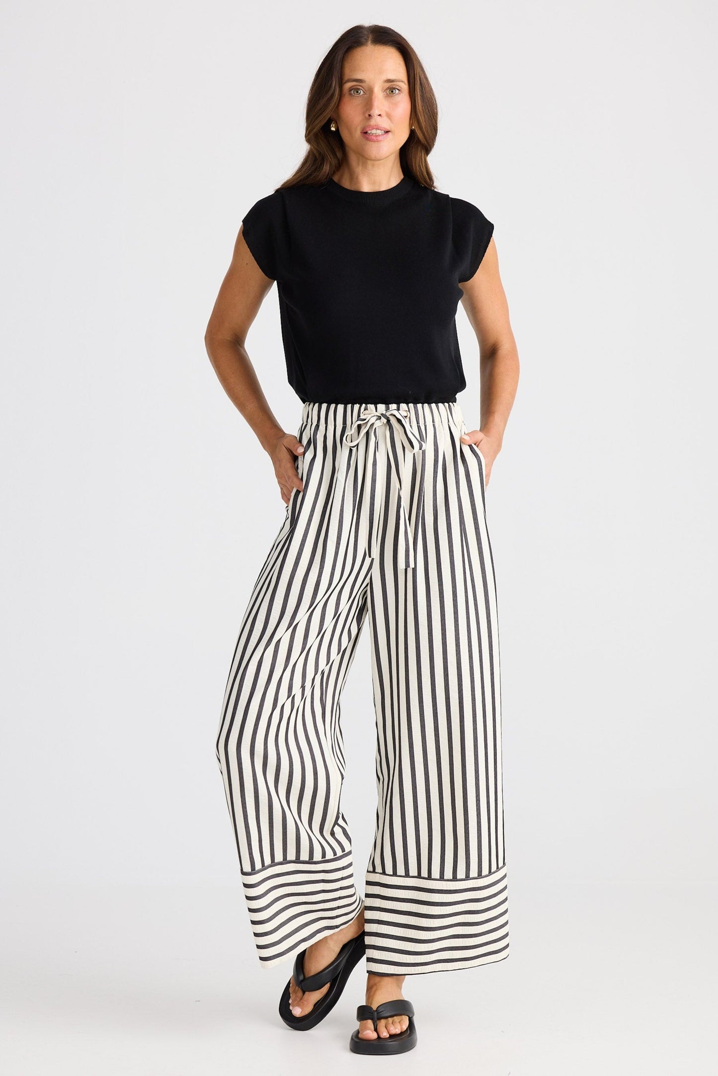Portia Pant - Black Stripe