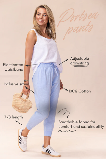 Portsea Pants (7/8 length) - Soft Blue