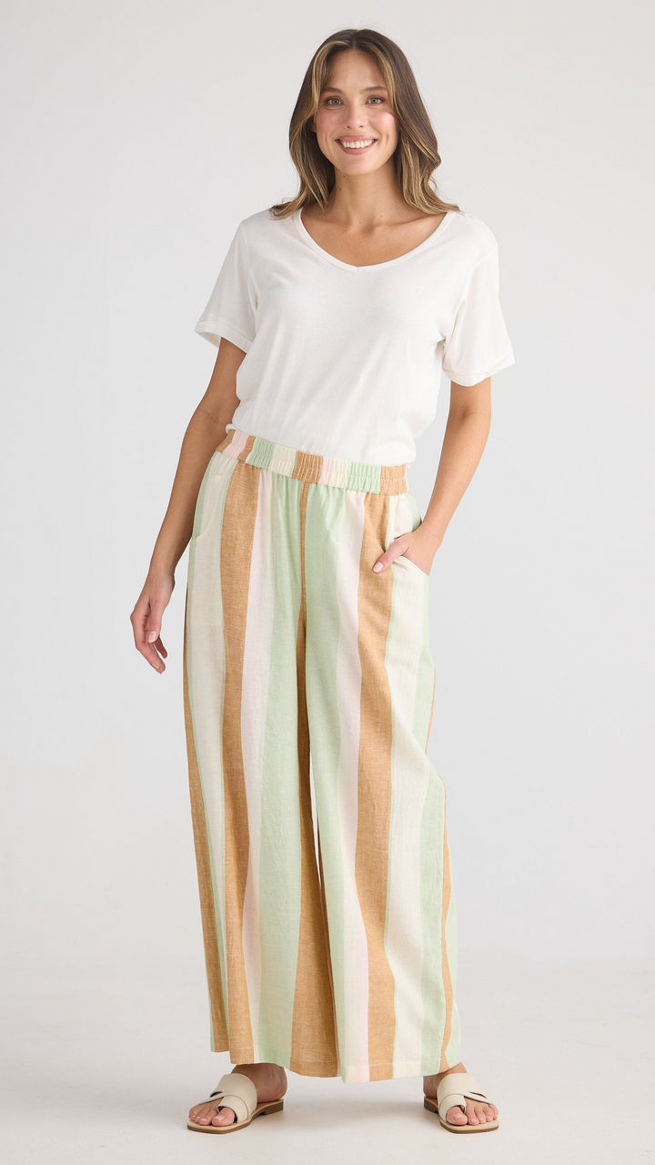 Positano Pant - Melon Field Stripe