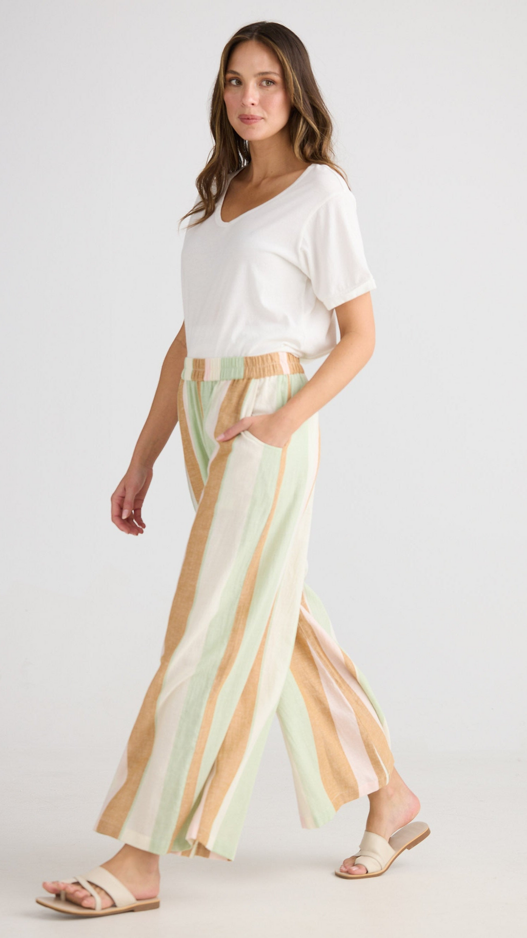 Positano Pant - Melon Field Stripe