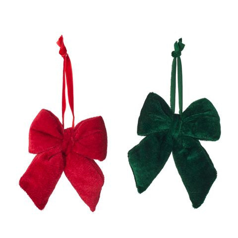Puffy Bow Decoration (Set of 2) - Red/Green