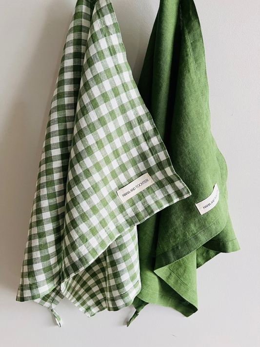 Pure French Linen Tea Towel - Celtic Gingham