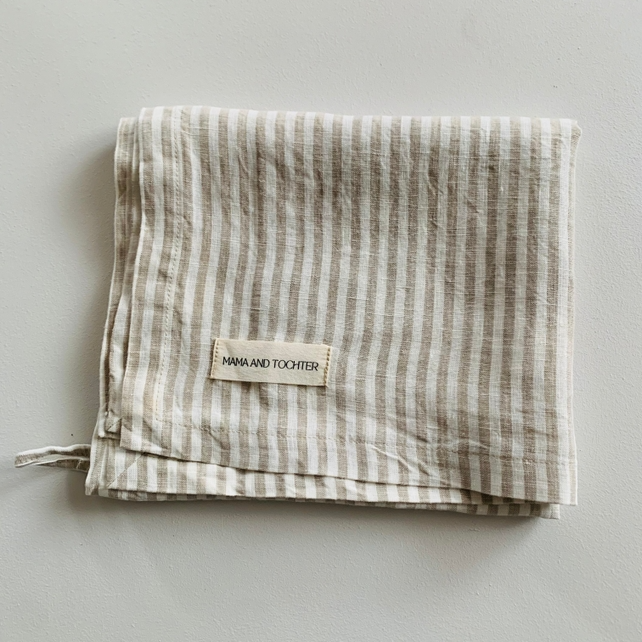 Pure French Linen Tea Towel - Nature Stripe