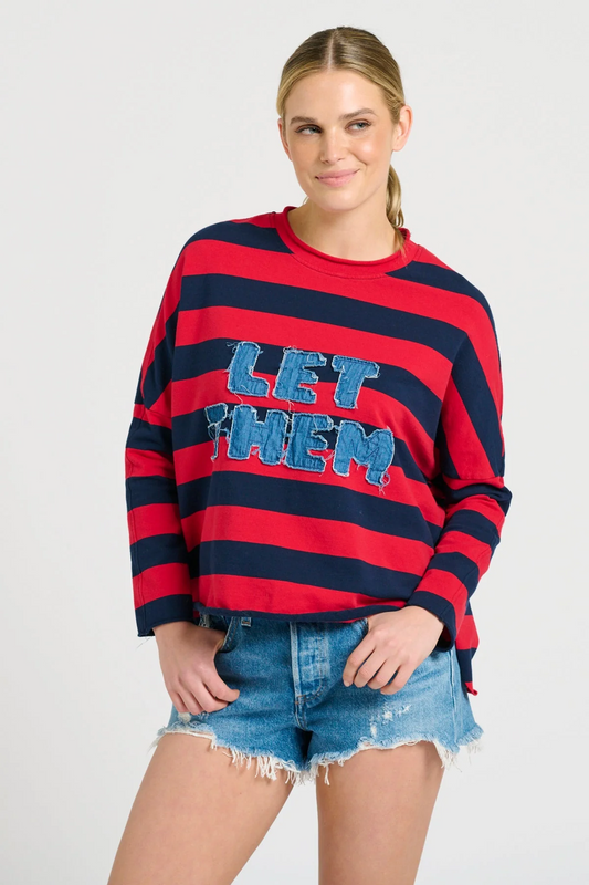 Raw Long Sleeve Sweatshirt "Let Them" - Red & Navy Stripe