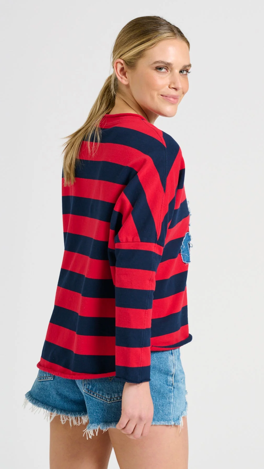 Raw Long Sleeve Sweatshirt "Let Them" - Red &amp; Navy Stripe