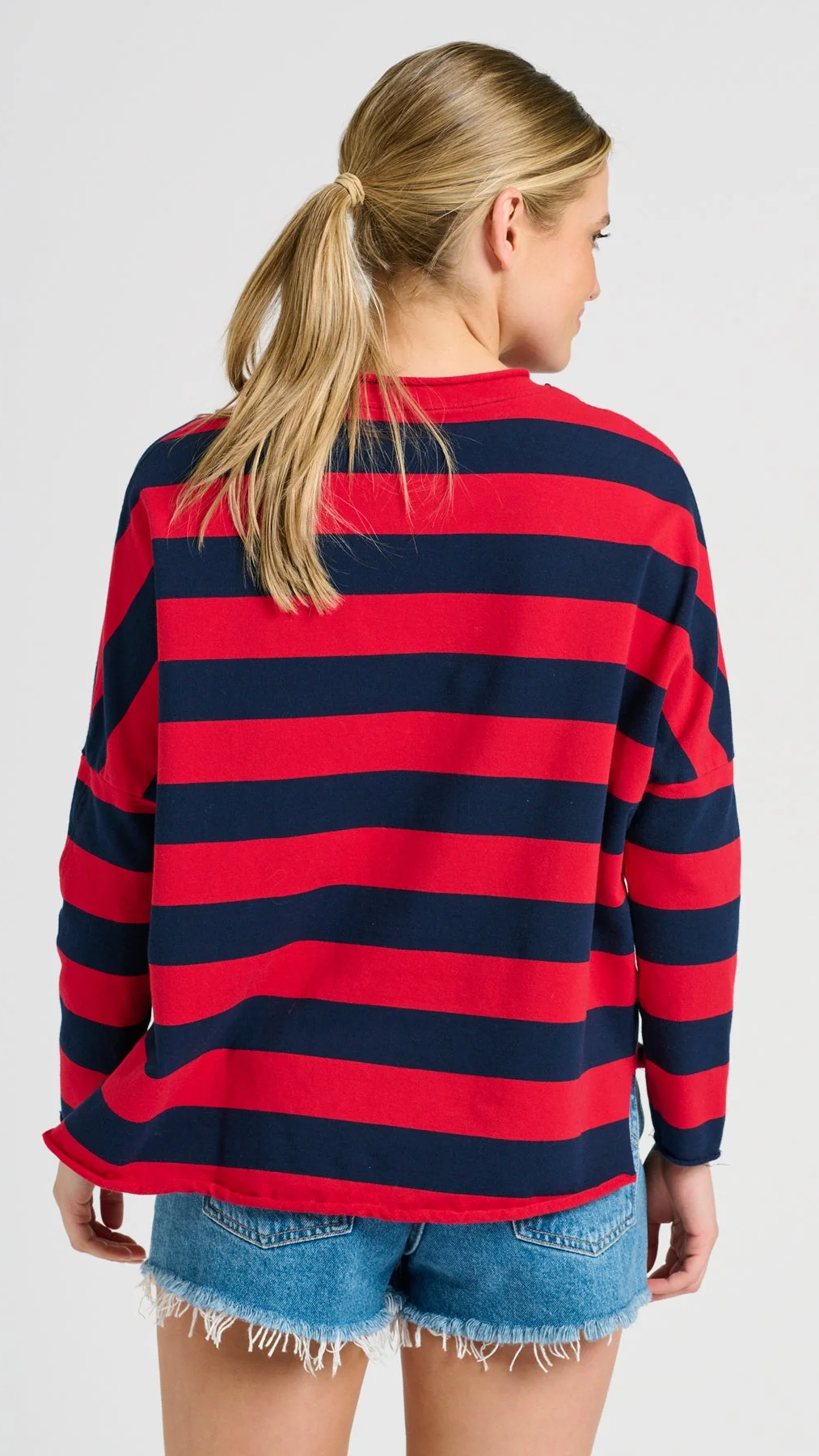 Raw Long Sleeve Sweatshirt "Let Them" - Red &amp; Navy Stripe
